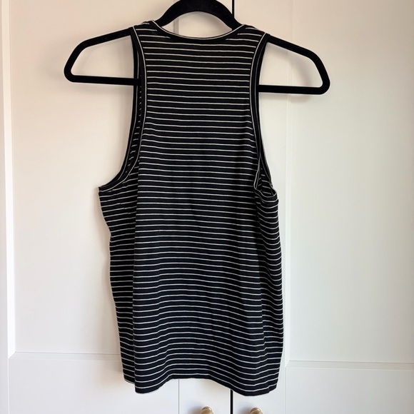 Frame Denim Black and White Le Mid Racer Striped Racerback Tank | S - Picture 2 of 4
